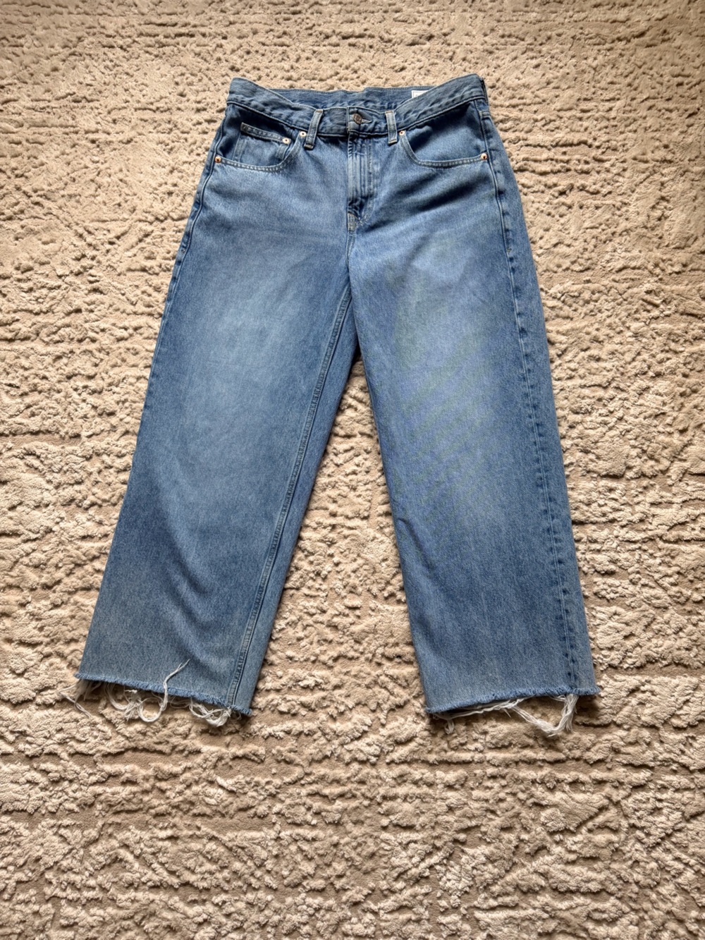 GAP Light Blue High-Rise Wide Leg Cropped Jeans